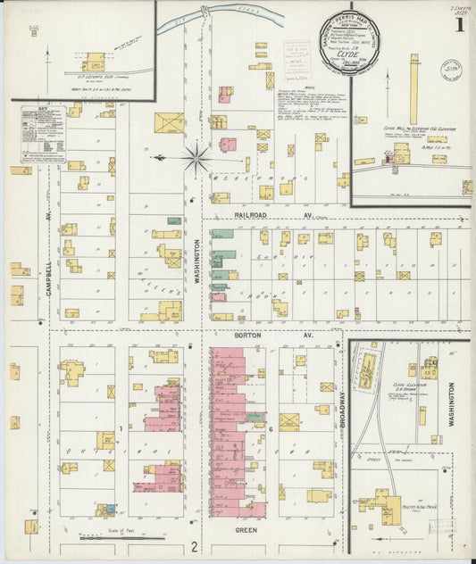 Sanborn Fire Insurance Map from Clyde, Cloud County, Kansas (1899), Sheet #0001 - Historic Sanborn Fire Insurance Map Print, vintage old map wall art, antique decor, genealogy gift, Kansas Kansas map