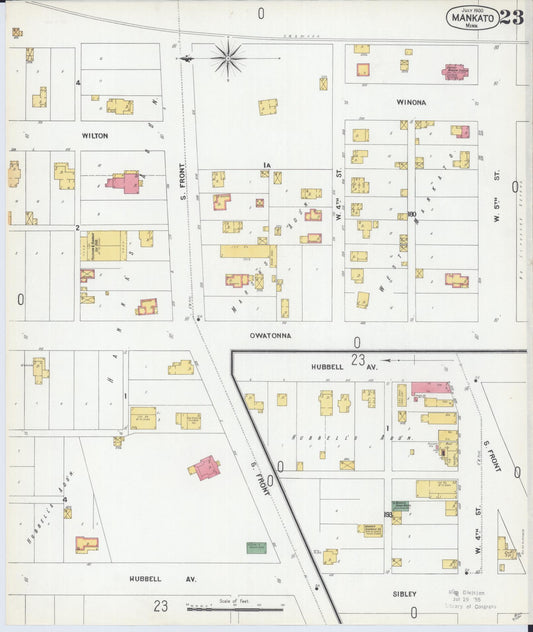 Sanborn Fire Insurance Map from Mankato, Blue Earth County, Minnesota (1900), Sheet #0023 - Historic Sanborn Fire Insurance Map Print, vintage old map wall art, antique decor, genealogy gift, Minnesota Minnesota map