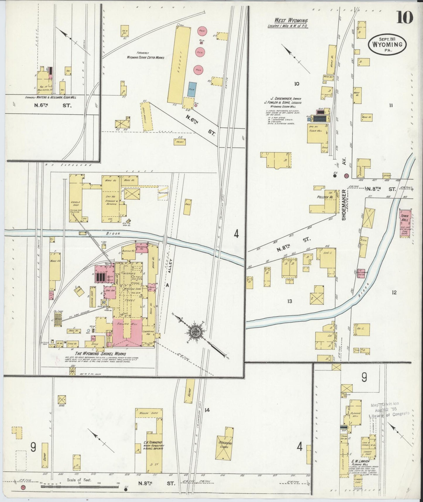 Sanborn Fire Insurance Map from Wyoming, Luzerne County, Pennsylvania (1911), Sheet #0010 - Historic Sanborn Fire Insurance Map Print, vintage old map wall art, antique decor, genealogy gift, Pennsylvania Pennsylvania map