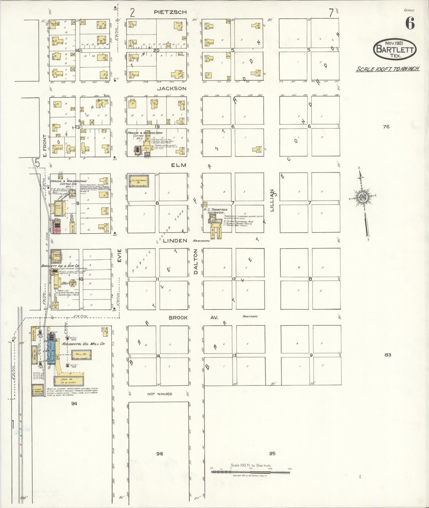 Sanborn Fire Insurance Map from Bartlett, Bell and Williamson Counties, Texas (1921), Sheet #0006 - Complete Map Set gallery image, historic Sanborn map, vintage wall art, Texas Texas
