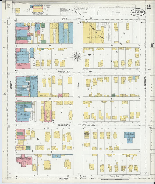 Sanborn Fire Insurance Map from Kankakee, Kankakee County, Illinois (1901), Sheet #0002 - Historic Sanborn Fire Insurance Map Print, vintage old map wall art, antique decor, genealogy gift, Illinois Illinois map