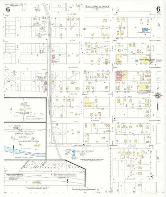 Sanborn Fire Insurance Map from Lincoln, Lincoln County, Kansas (1937), Sheet #0006 - Historic Sanborn Fire Insurance Map Print, vintage old map wall art, antique decor, genealogy gift, Kansas Kansas map