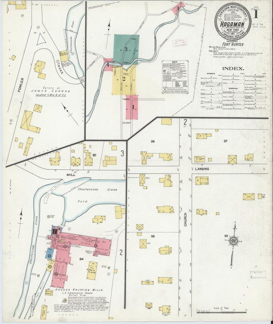 Sanborn Fire Insurance Map from Hagaman, Montgomery County, New York (1911), Sheet #0001 - Complete Map Set gallery image, historic Sanborn map, vintage wall art, New York New York