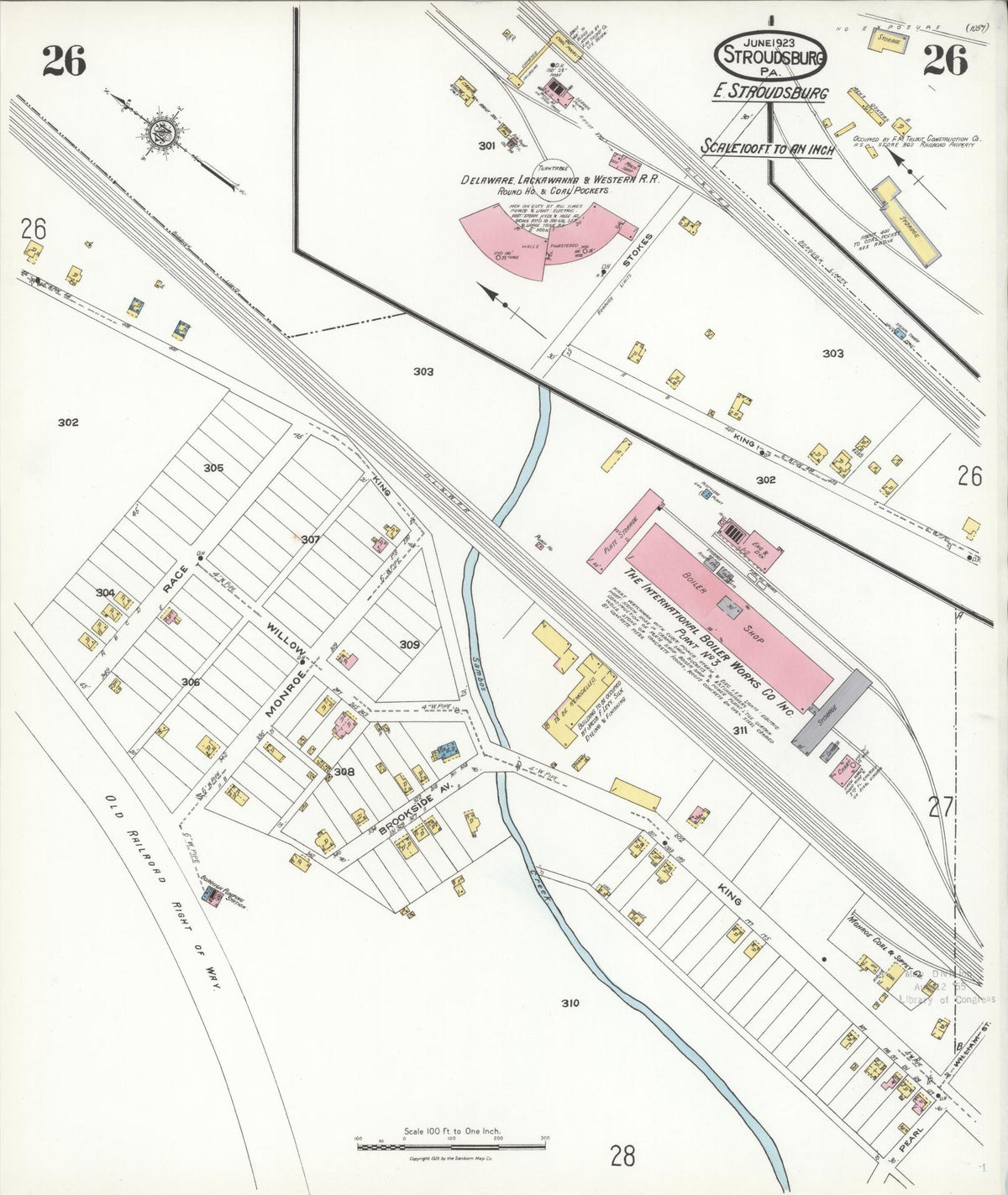 Sanborn Fire Insurance Map from Stroudsburg, Monroe County, Pennsylvania (1923), Sheet #0026 - Complete Map Set gallery image, historic Sanborn map, vintage wall art, Pennsylvania Pennsylvania