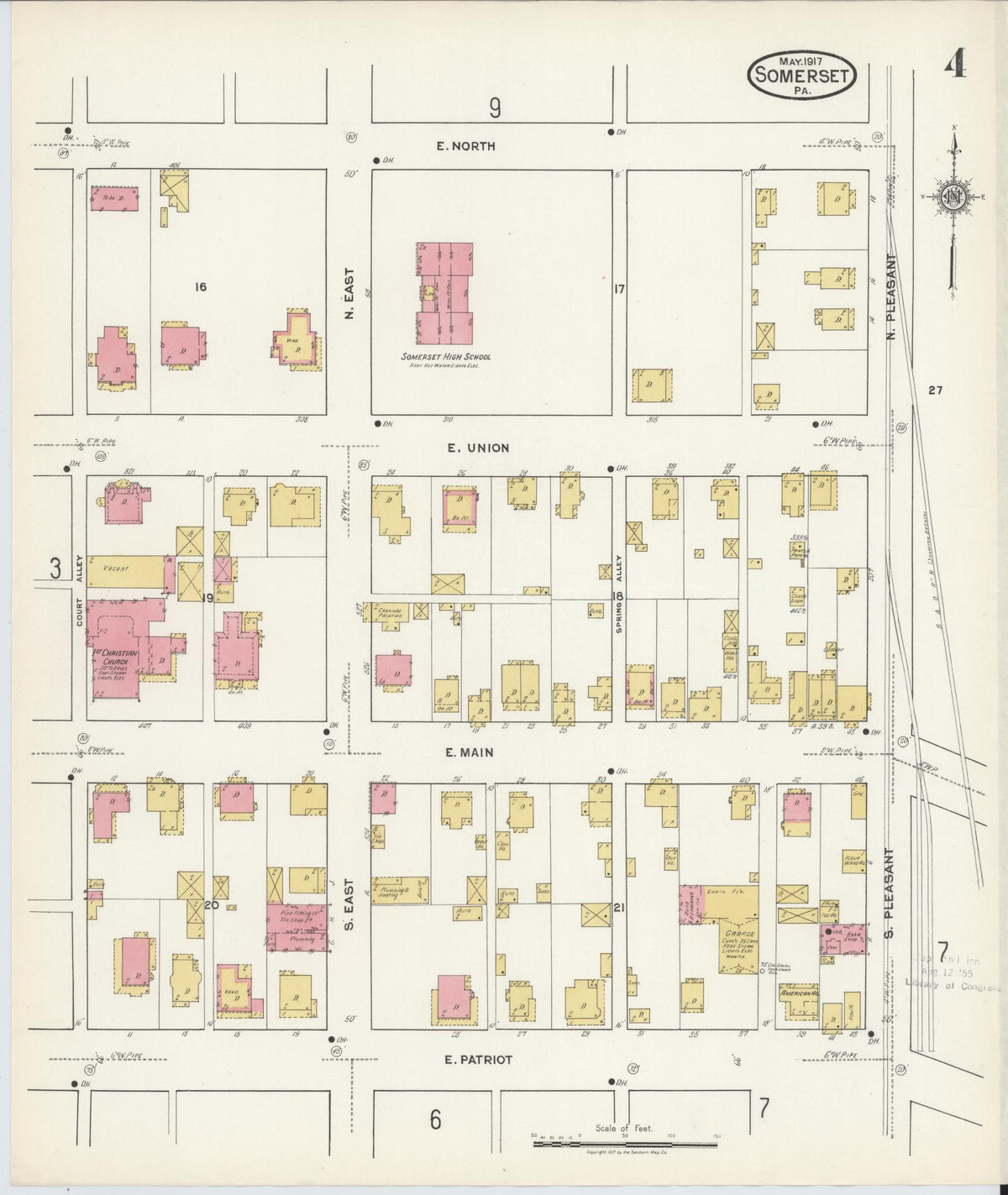 Sanborn Fire Insurance Map from Somerset, Somerset County, Pennsylvania (1917), Sheet #0004 - Historic Sanborn Fire Insurance Map Print, vintage old map wall art, antique decor, genealogy gift, Pennsylvania Pennsylvania map
