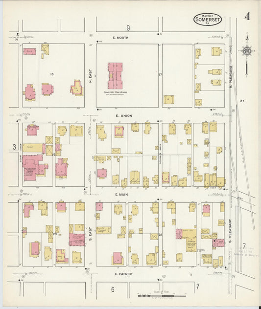 Sanborn Fire Insurance Map from Somerset, Somerset County, Pennsylvania (1917), Sheet #0004 - Historic Sanborn Fire Insurance Map Print, vintage old map wall art, antique decor, genealogy gift, Pennsylvania Pennsylvania map