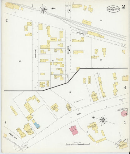 Sanborn Fire Insurance Map from Lancaster, Coos County, New Hampshire (1908), Sheet #0002 - Complete Map Set gallery image, historic Sanborn map, vintage wall art, New Hampshire New Hampshire