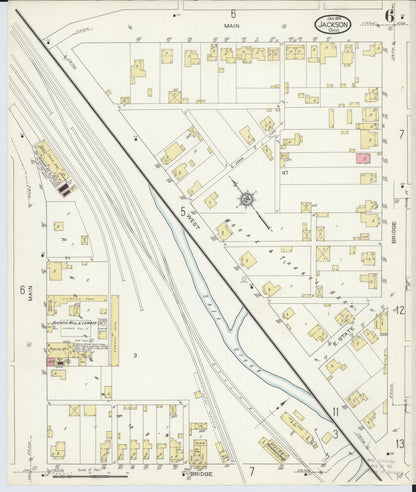 Sanborn Fire Insurance Map from Jackson, Jackson County, Ohio (1914), Sheet #0006 - Historic Sanborn Fire Insurance Map Print, vintage old map wall art, antique decor, genealogy gift, Ohio Ohio map