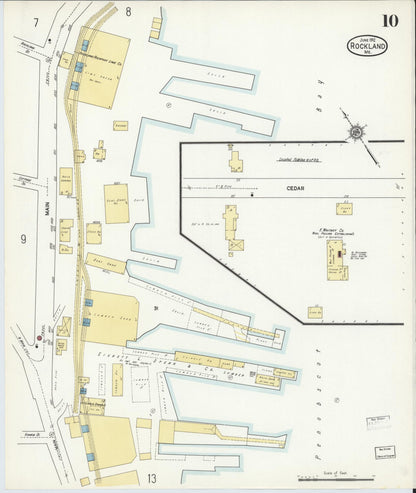Sanborn Fire Insurance Map from Rockland, Knox County, Maine (1912), Sheet #0010 - Complete Map Set gallery image, historic Sanborn map, vintage wall art, Maine Maine