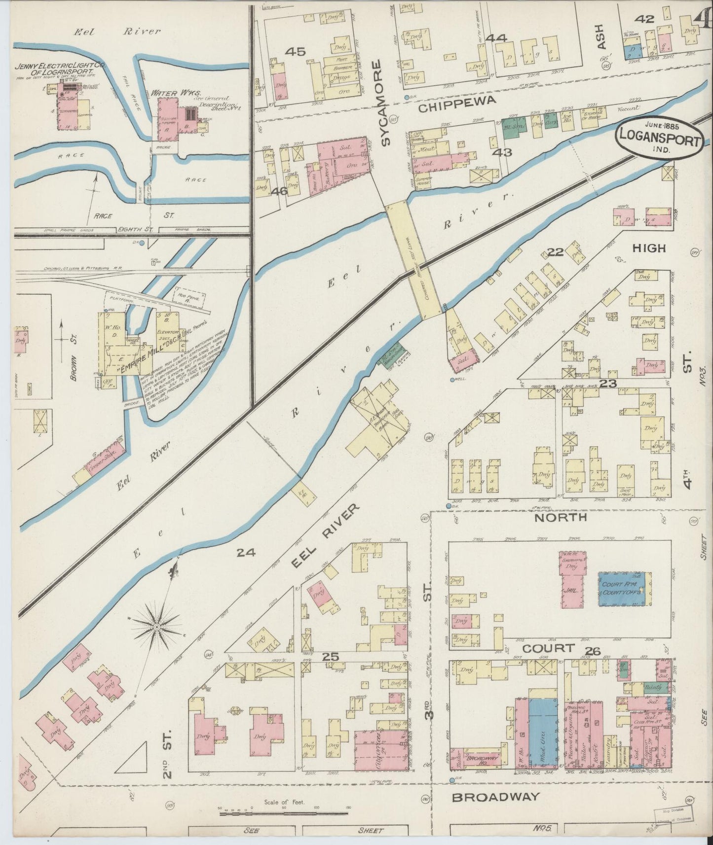 Sanborn Fire Insurance Map from Logansport, Cass County, Indiana (1885), Sheet #0004 - Complete Map Set gallery image, historic Sanborn map, vintage wall art, Indiana Indiana