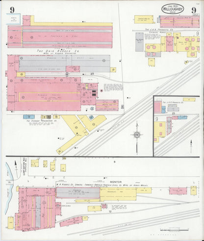 Sanborn Fire Insurance Map from Willoughby, Lake County, Ohio (1931), Sheet #0009 - Historic Sanborn Fire Insurance Map Print, vintage old map wall art, antique decor, genealogy gift, Ohio Ohio map