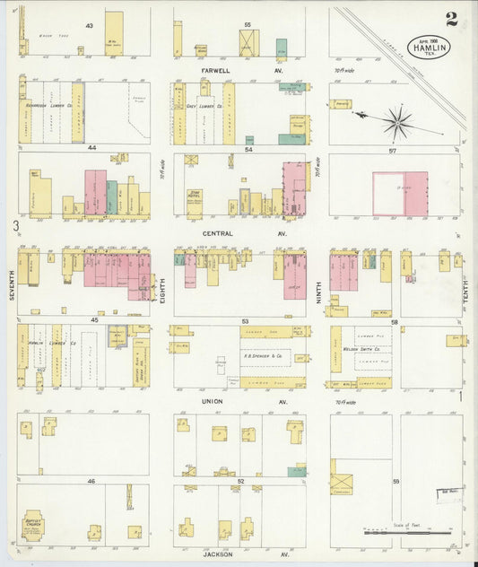 Sanborn Fire Insurance Map from Hamlin, Jones County, Texas (1908), Sheet #0002 - Historic Sanborn Fire Insurance Map Print, vintage old map wall art, antique decor, genealogy gift, Texas Texas map