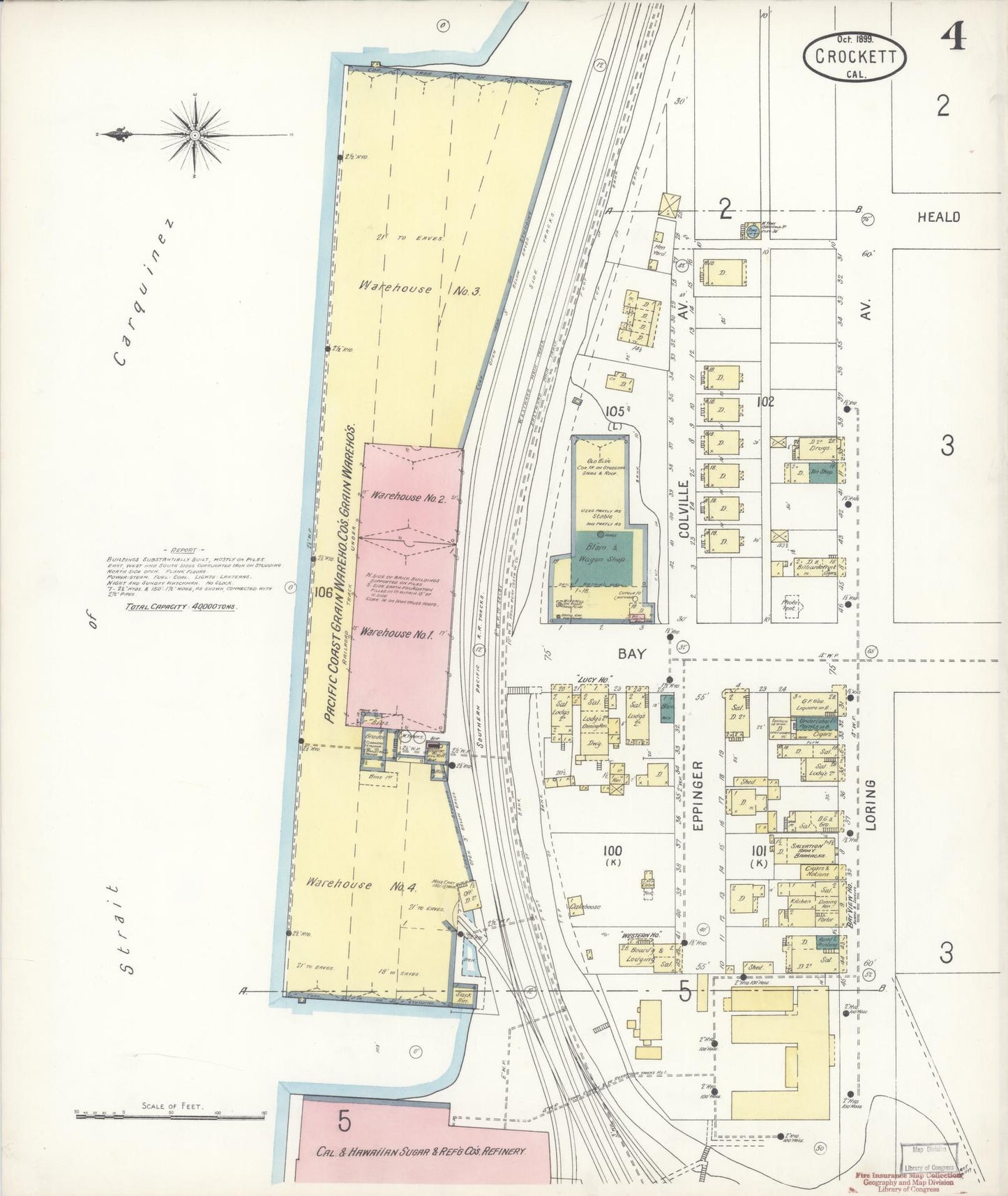 Sanborn Fire Insurance Map from Crockett, Contra Costa County, California (1899), Sheet #0004 - Complete Map Set gallery image, historic Sanborn map, vintage wall art, California California