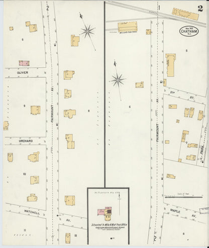 Sanborn Fire Insurance Map from Chatham, Morris County, New Jersey (1901), Sheet #0002 - Historic Sanborn Fire Insurance Map Print, vintage old map wall art, antique decor, genealogy gift, New Jersey New Jersey map