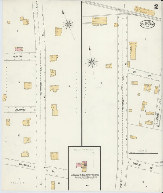 Sanborn Fire Insurance Map from Chatham, Morris County, New Jersey (1901), Sheet #0002 - Historic Sanborn Fire Insurance Map Print, vintage old map wall art, antique decor, genealogy gift, New Jersey New Jersey map