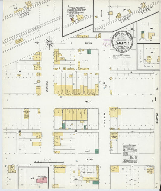 Sanborn Fire Insurance Map from Ingersoll, Alfalfa County, Oklahoma (1905), Sheet #0001 - Historic Sanborn Fire Insurance Map Print, vintage old map wall art, antique decor, genealogy gift, Oklahoma Oklahoma map