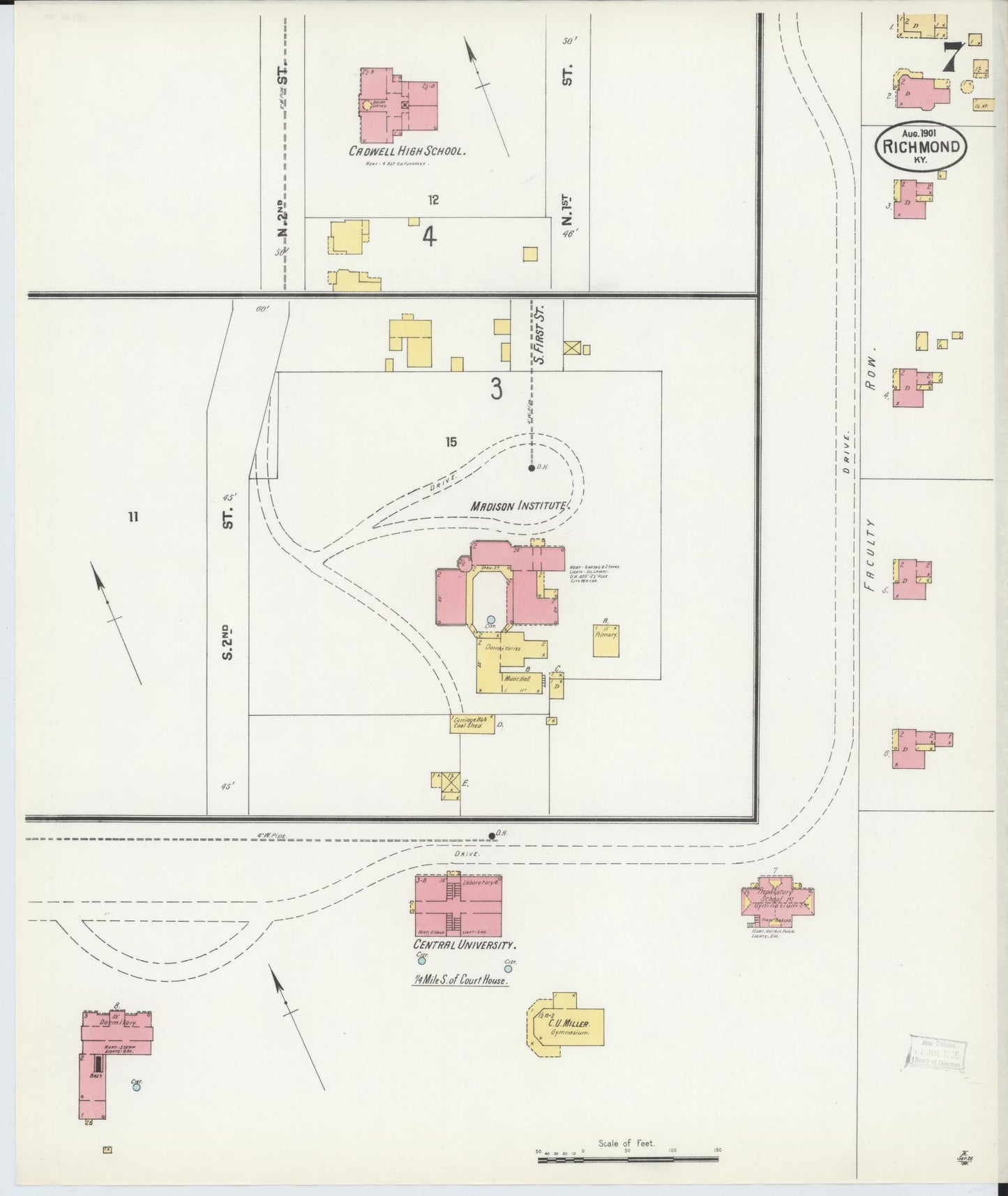 Sanborn Fire Insurance Map from Richmond, Madison County, Kentucky (1901), Sheet #0007 - Complete Map Set gallery image, historic Sanborn map, vintage wall art, Kentucky Kentucky
