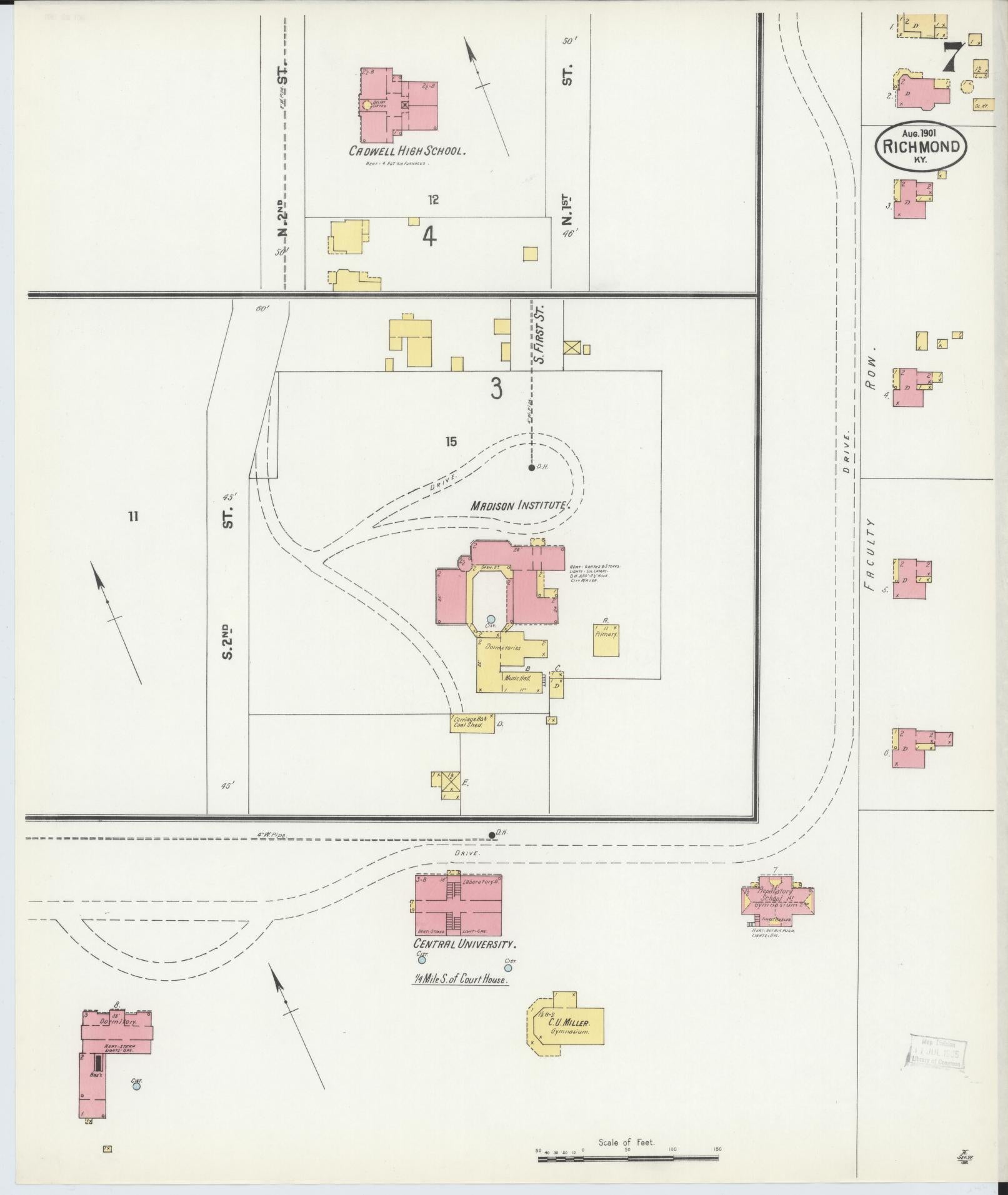 Sanborn Fire Insurance Map from Richmond, Madison County, Kentucky (1901), Sheet #0007 - Complete Map Set gallery image, historic Sanborn map, vintage wall art, Kentucky Kentucky