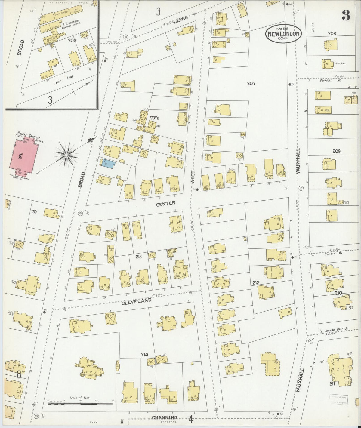 Sanborn Fire Insurance Map from New London, New London County, Connecticut (1901), Sheet #0003 - Historic Sanborn Fire Insurance Map Print, vintage old map wall art, antique decor, genealogy gift, Connecticut Connecticut map