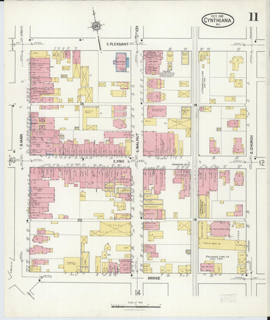 Sanborn Fire Insurance Map from Cynthiana, Harrison County, Kentucky (1916), Sheet #0011 - Historic Sanborn Fire Insurance Map Print, vintage old map wall art, antique decor, genealogy gift, Kentucky Kentucky map