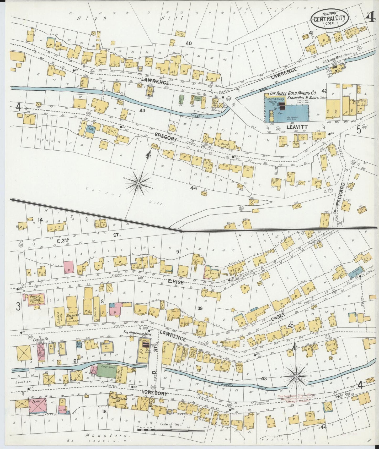 Sanborn Fire Insurance Map from Central City, Gilpin County, Colorado (1900), Sheet #0004 - Complete Map Set gallery image, historic Sanborn map, vintage wall art, Colorado Colorado