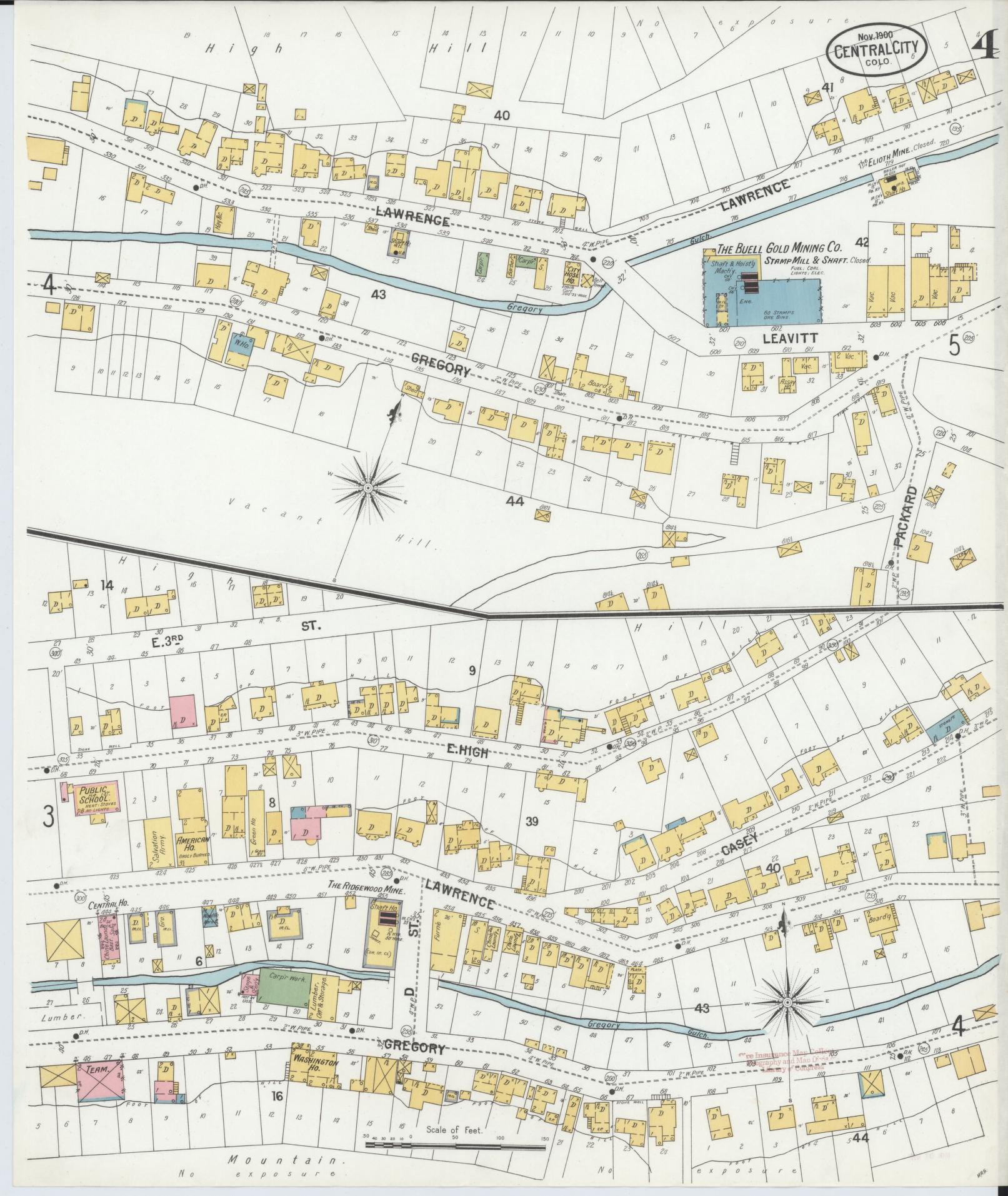Sanborn Fire Insurance Map from Central City, Gilpin County, Colorado (1900), Sheet #0004 - Complete Map Set gallery image, historic Sanborn map, vintage wall art, Colorado Colorado