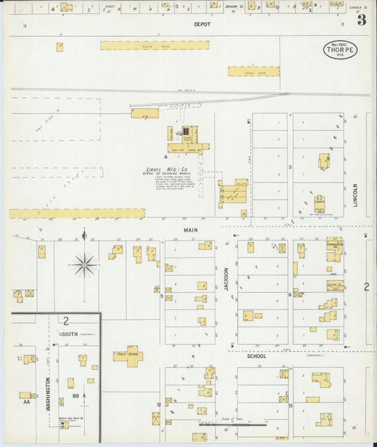Sanborn Fire Insurance Map from Thorpe, Clark County, Wisconsin (1900), Sheet #0003 - Historic Sanborn Fire Insurance Map Print, vintage old map wall art, antique decor, genealogy gift, Wisconsin Wisconsin map