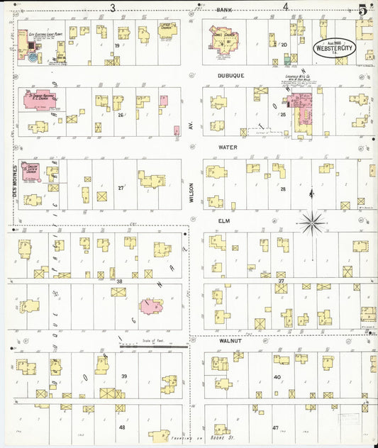 Sanborn Fire Insurance Map from Webster City, Hamilton County, Iowa (1900), Sheet #0005 - Historic Sanborn Fire Insurance Map Print, vintage old map wall art