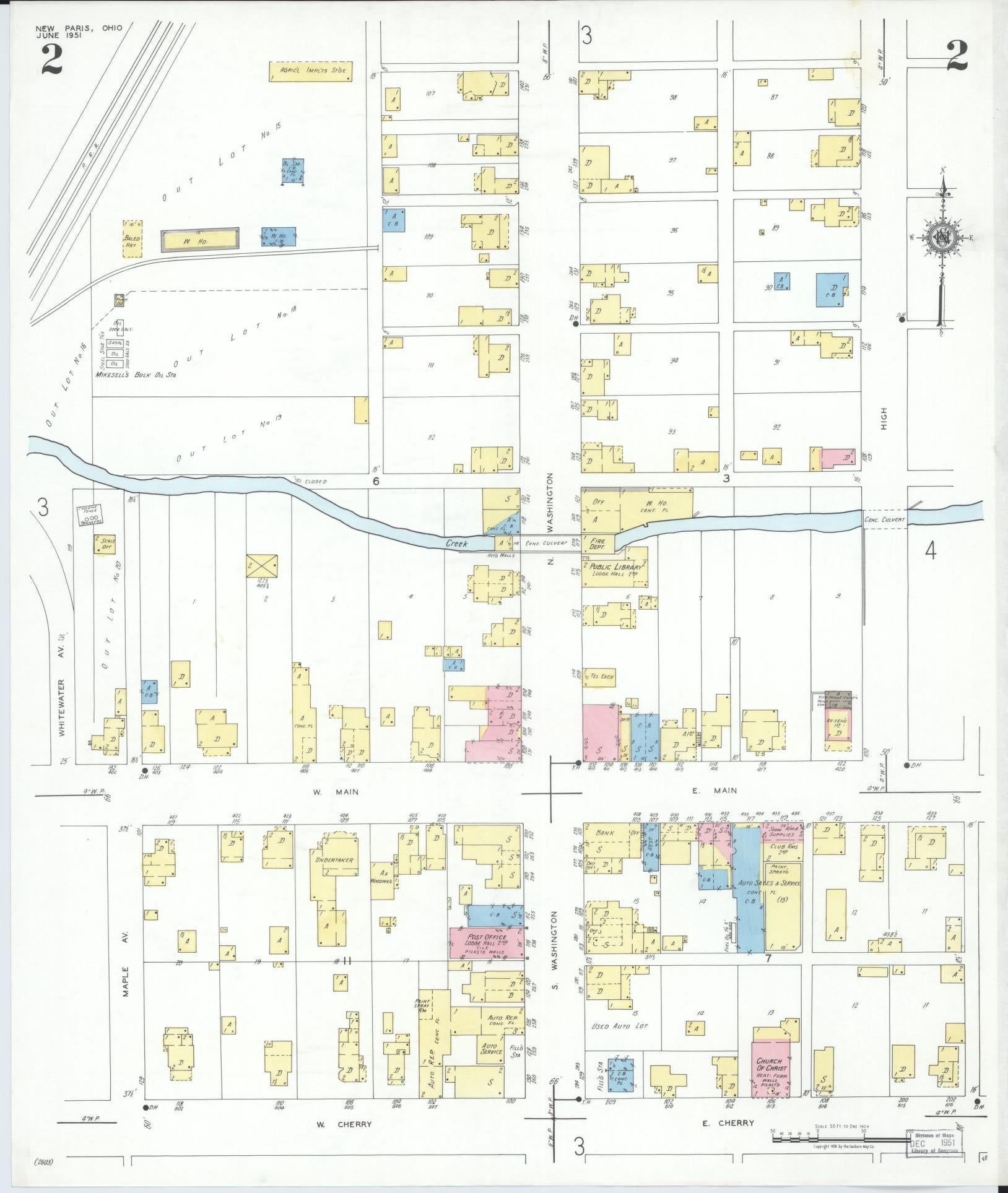 Sanborn Fire Insurance Map from New Paris, Preble County, Ohio (1951), Sheet #0002 - Complete Map Set gallery image, historic Sanborn map, vintage wall art, Ohio Ohio
