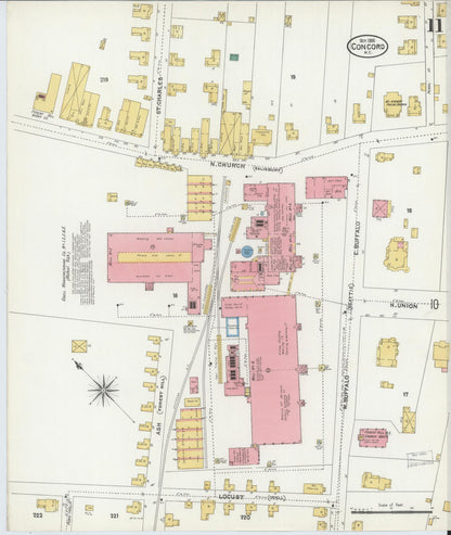 Sanborn Fire Insurance Map from Concord, Cabarrus County, North Carolina (1906), Sheet #0011 - Complete Map Set gallery image, historic Sanborn map, vintage wall art, North Carolina North Carolina
