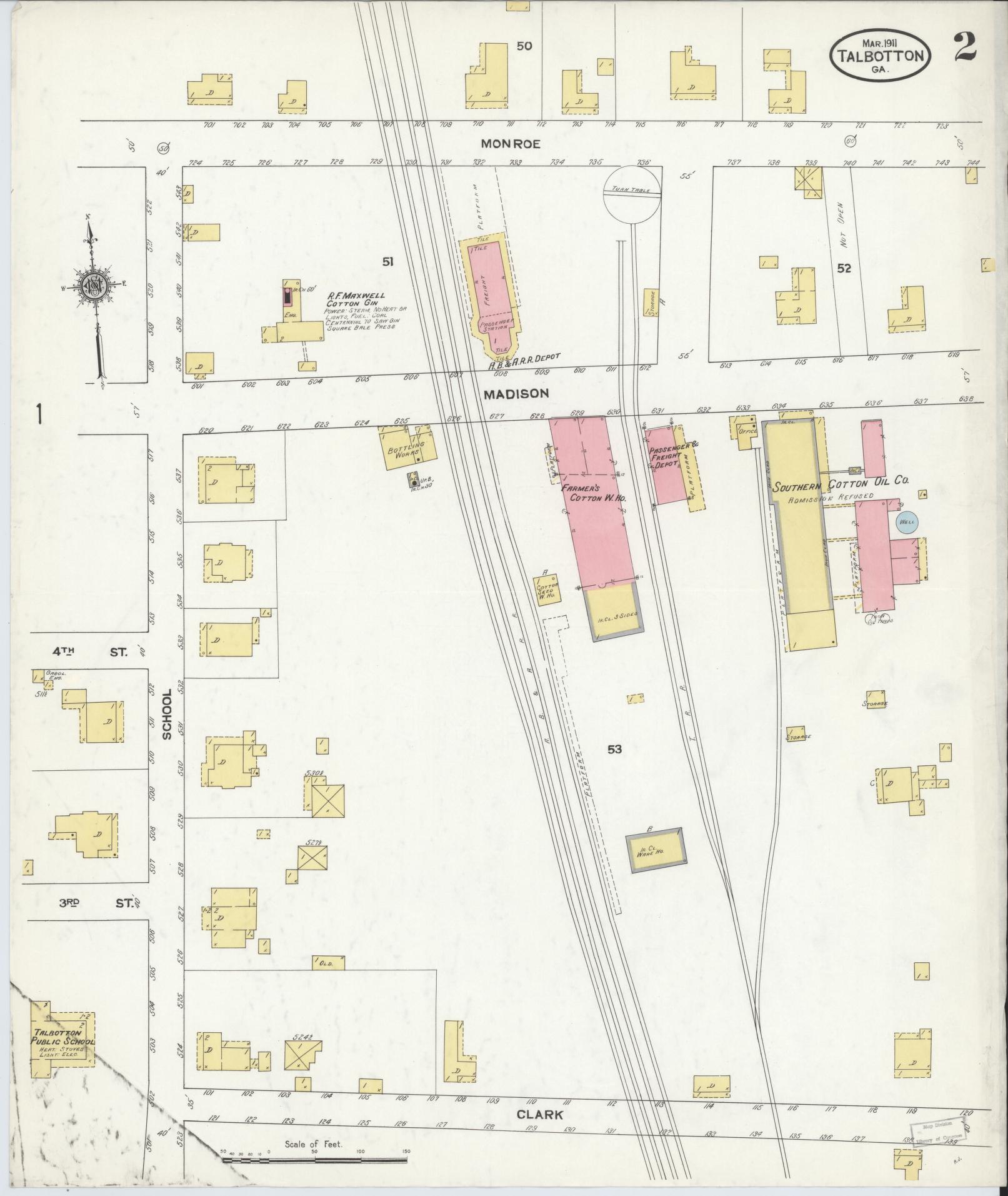 Sanborn Fire Insurance Map from Talbotton, Talbot County, Georgia (1911), Sheet #0002 - Complete Map Set gallery image, historic Sanborn map, vintage wall art, Georgia Georgia