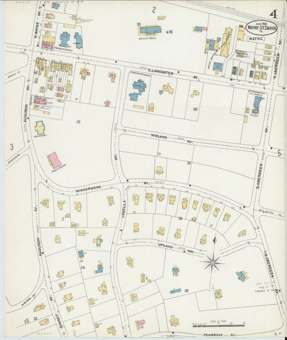 Sanborn Fire Insurance Map from Wayne, Delaware County, Pennsylvania (1902), Sheet #0004 - Complete Map Set gallery image, historic Sanborn map, vintage wall art, Pennsylvania Pennsylvania
