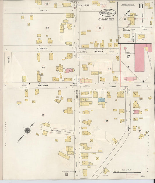 Sanborn Fire Insurance Map from Hoosick Falls, Rensselaer County, New York (1945), Sheet #0011 - Historic Sanborn Fire Insurance Map Print, vintage old map wall art, antique decor, genealogy gift, New York New York map