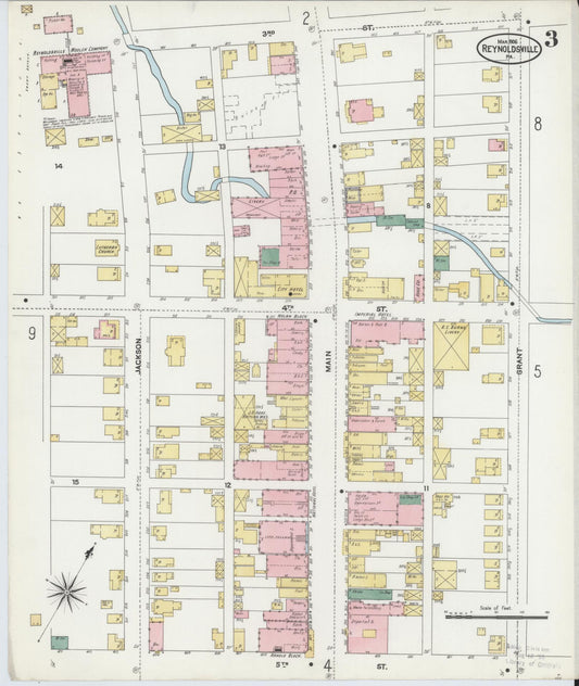 Sanborn Fire Insurance Map from Reynoldsville, Jefferson County, Pennsylvania (1906), Sheet #0003 - Historic Sanborn Fire Insurance Map Print, vintage old map wall art, antique decor, genealogy gift, Pennsylvania Pennsylvania map