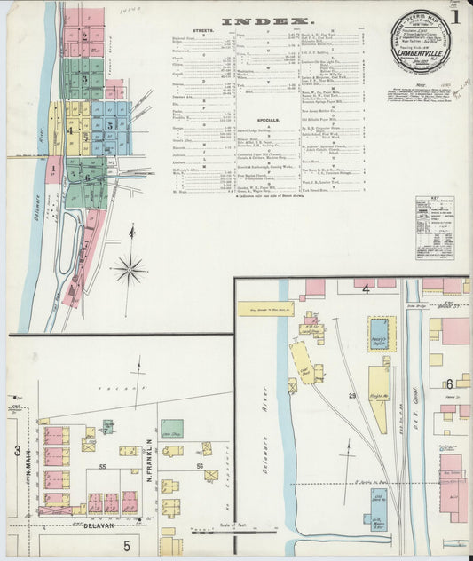 Sanborn Fire Insurance Map from Lambertville, Hunterdon County, New Jersey. (1897) – Historic Sanborn Fire Insurance Map Print