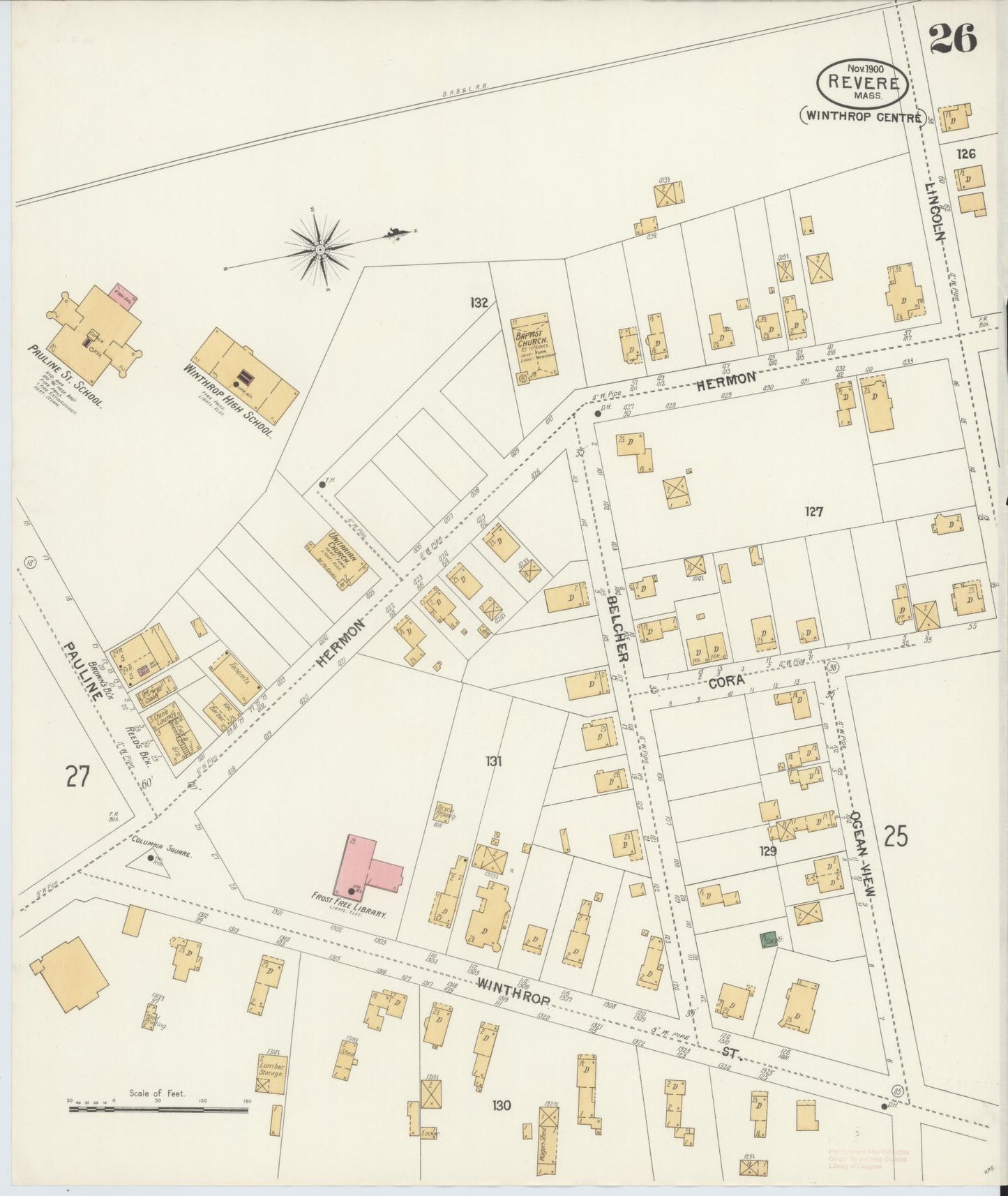 Sanborn Fire Insurance Map from Revere, Suffolk County, Massachusetts (1900), Sheet #0026 - Complete Map Set gallery image, historic Sanborn map, vintage wall art, Massachusetts Massachusetts