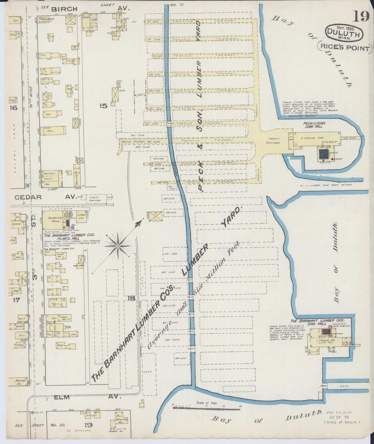 Sanborn Fire Insurance Map from Duluth, Saint Louis County, Minnesota (1885), Sheet #0019 - Historic Sanborn Fire Insurance Map Print, vintage old map wall art, antique decor, genealogy gift, Minnesota Minnesota map