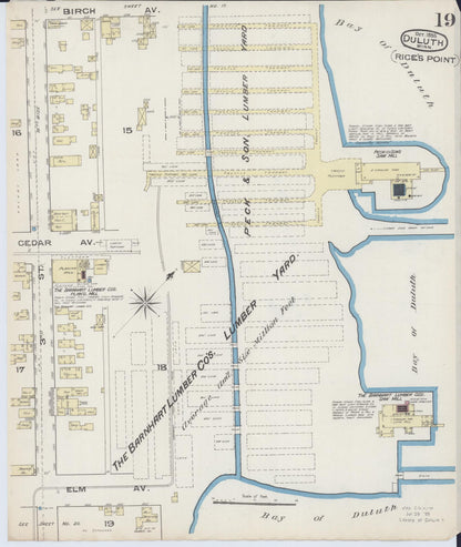 Sanborn Fire Insurance Map from Duluth, Saint Louis County, Minnesota (1885), Sheet #0019 - Historic Sanborn Fire Insurance Map Print, vintage old map wall art, antique decor, genealogy gift, Minnesota Minnesota map