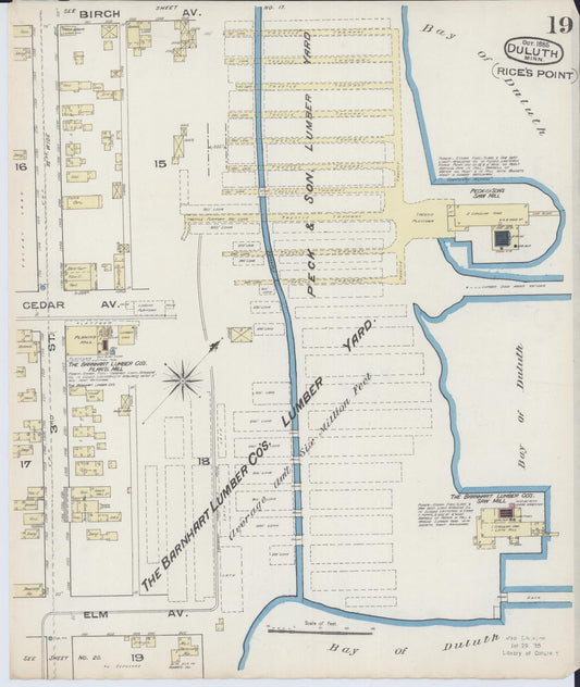 Sanborn Fire Insurance Map from Duluth, Saint Louis County, Minnesota (1885), Sheet #0019 - Historic Sanborn Fire Insurance Map Print, vintage old map wall art, antique decor, genealogy gift, Minnesota Minnesota map