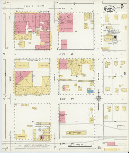 Sanborn Fire Insurance Map from Bonham, Fannin County, Texas (1917), Sheet #0005 - Complete Map Set gallery image, historic Sanborn map, vintage wall art, Texas Texas