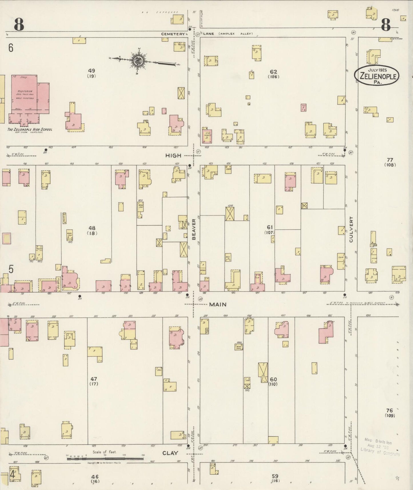 Sanborn Fire Insurance Map from Zelienople, Butler County, Pennsylvania (1925), Sheet #0008 - Complete Map Set gallery image, historic Sanborn map, vintage wall art, Pennsylvania Pennsylvania