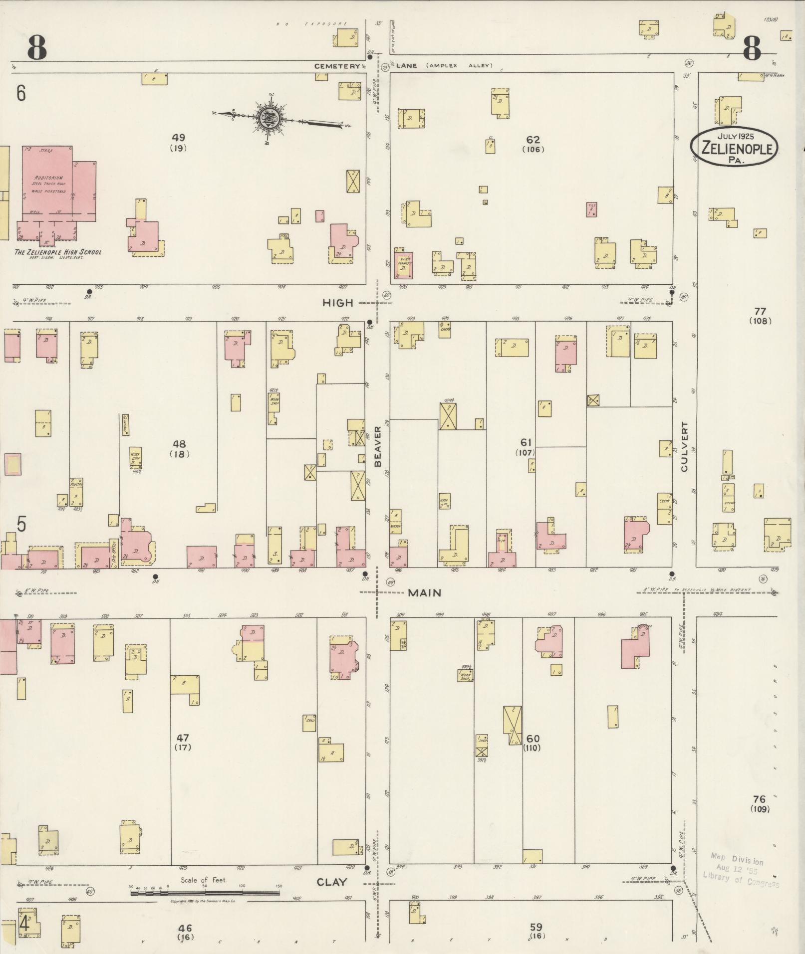 Sanborn Fire Insurance Map from Zelienople, Butler County, Pennsylvania (1925), Sheet #0008 - Complete Map Set gallery image, historic Sanborn map, vintage wall art, Pennsylvania Pennsylvania