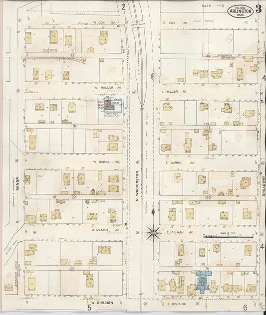 Sanborn Fire Insurance Map from Arlington, Snohomish County, Washington (1940), Sheet #0003 - Historic Sanborn Fire Insurance Map Print, vintage old map wall art, antique decor, genealogy gift, Washington Washington map