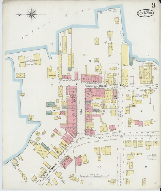 Sanborn Fire Insurance Map from Coxsackie, Greene County, New York (1895), Sheet #0003 - Historic Sanborn Fire Insurance Map Print, vintage old map wall art, antique decor, genealogy gift, New York New York map