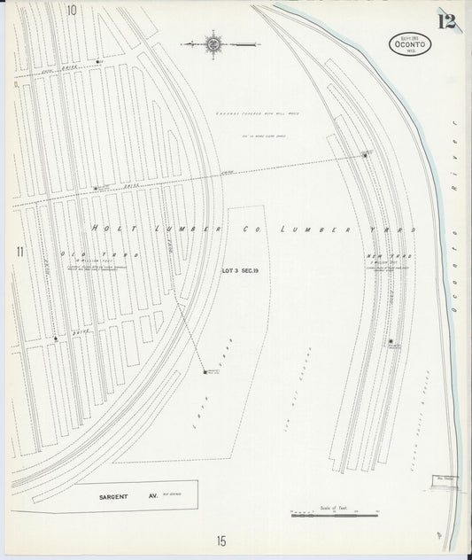 Sanborn Fire Insurance Map from Oconto, Oconto County, Wisconsin (1911), Sheet #0012 - Historic Sanborn Fire Insurance Map Print, vintage old map wall art, antique decor, genealogy gift, Wisconsin Wisconsin map