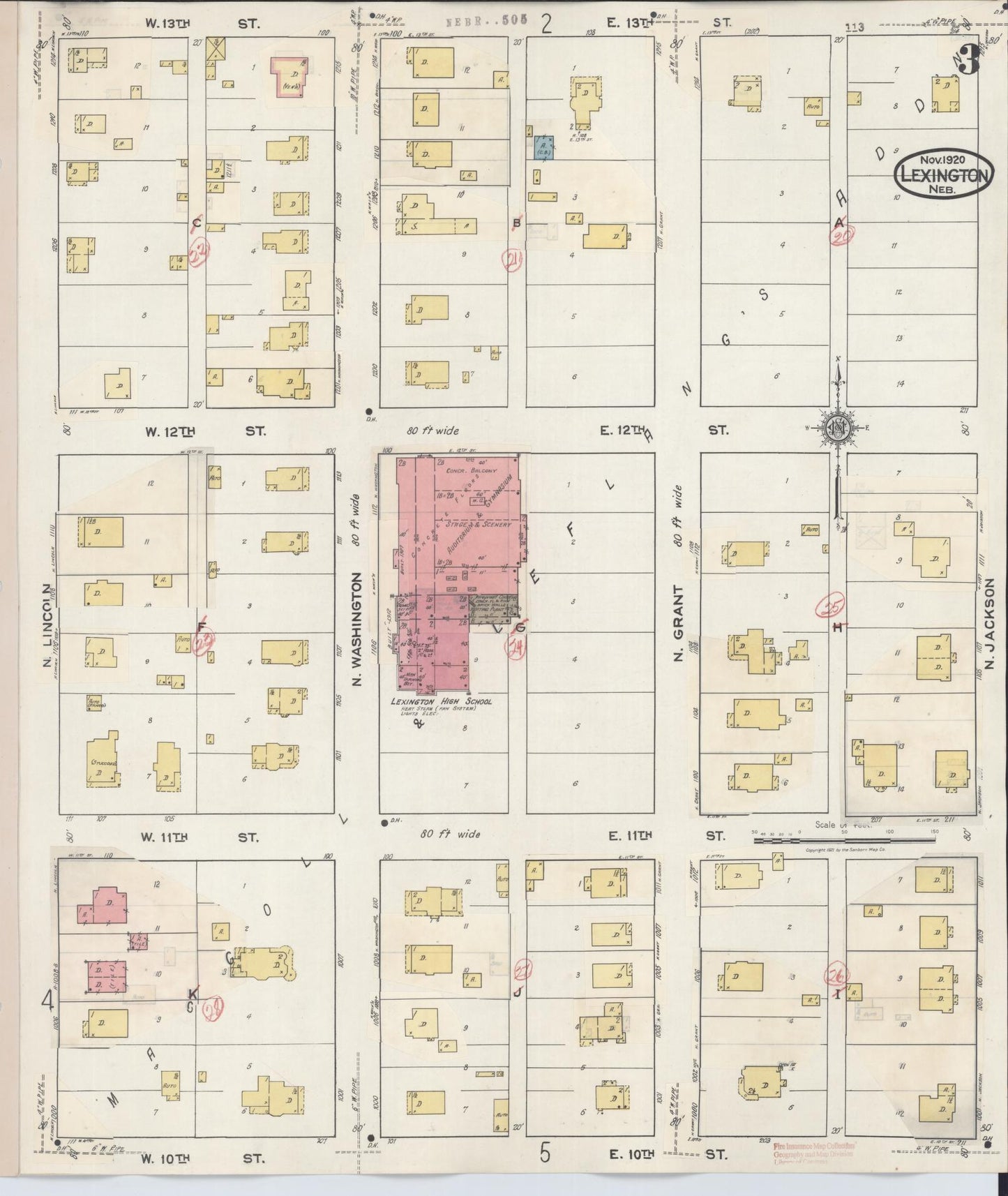 Sanborn Fire Insurance Map from Lexington, Dawson County, Nebraska (1943), Sheet #0003 - Complete Map Set gallery image, historic Sanborn map, vintage wall art, Nebraska Nebraska