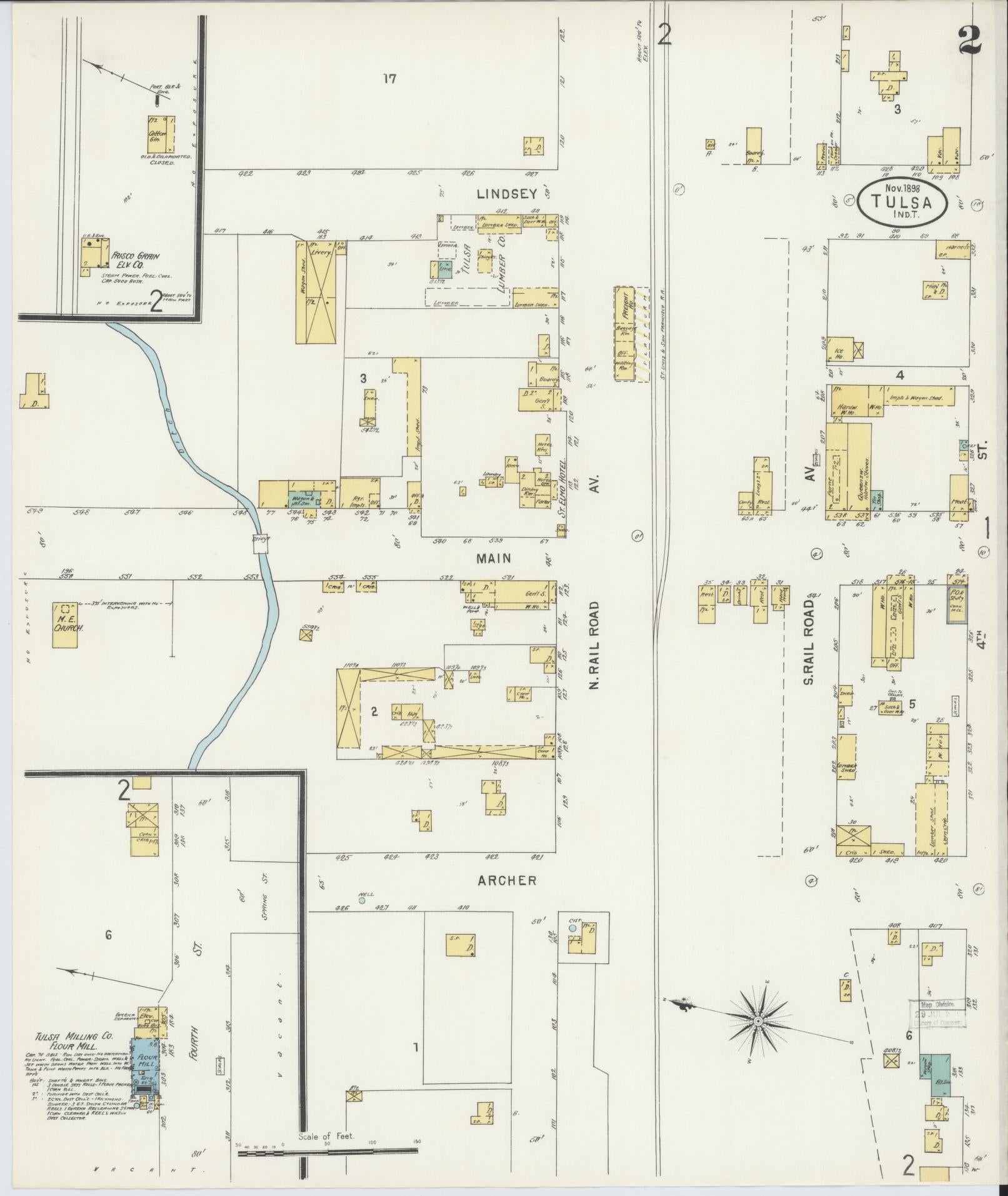 Sanborn Fire Insurance Map from Tulsa, Tulsa County, Oklahoma (1898), Sheet #0002 - Complete Map Set gallery image, historic Sanborn map, vintage wall art, Oklahoma Oklahoma