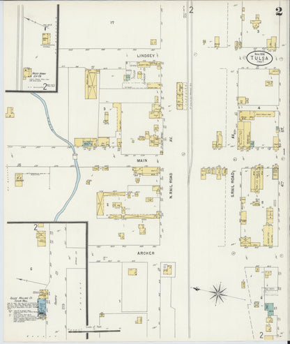 Sanborn Fire Insurance Map from Tulsa, Tulsa County, Oklahoma (1898), Sheet #0002 - Complete Map Set gallery image, historic Sanborn map, vintage wall art, Oklahoma Oklahoma