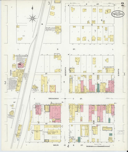 Sanborn Fire Insurance Map from Pond Creek, Grant County, Oklahoma (1909), Sheet #0002 - Complete Map Set gallery image, historic Sanborn map, vintage wall art, Oklahoma Oklahoma