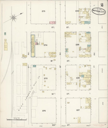 Sanborn Fire Insurance Map from National City, San Diego County, California (1888), Sheet #0002 - Complete Map Set gallery image, historic Sanborn map, vintage wall art, California California